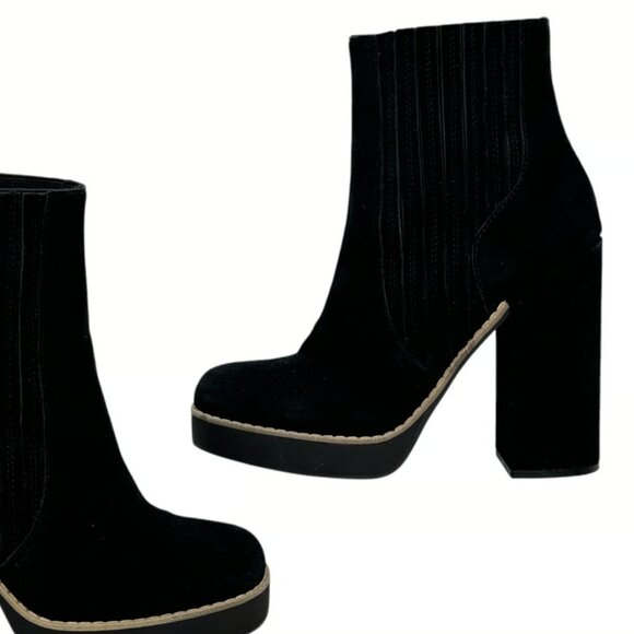 NEVER WORN- Steve Madden Joline Platform Chunky Boot Black Suede - Picture 2 of 4